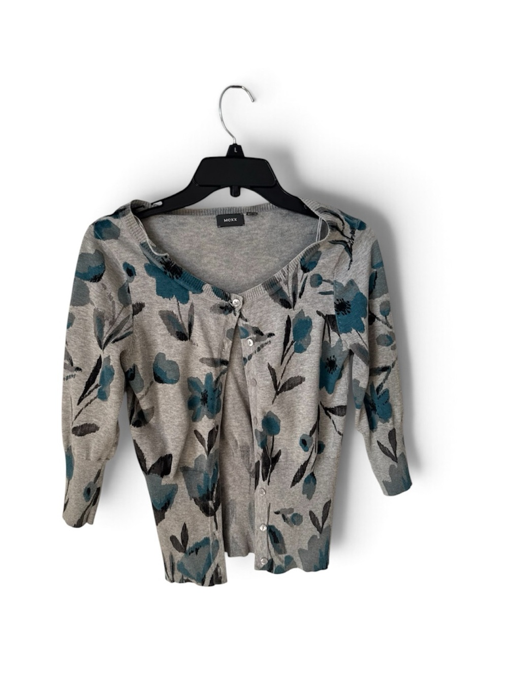 Mexx Gray Cardigan with Teal Floral Print